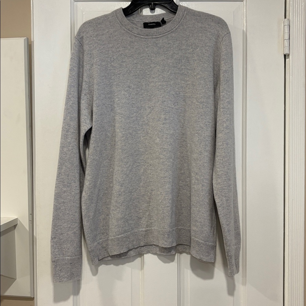 Theory Men's Light Gray Cashmere Crewneck Sweater L